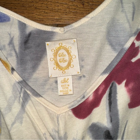 Anthropologie Ric Rac Floral Watercolor Short Sleeve Top - Picture 5 of 10